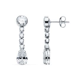 Pendientes Oro Blanco 18Kts 20x5mm 21397-OBCI Circonita Gota Blanca Circonitas