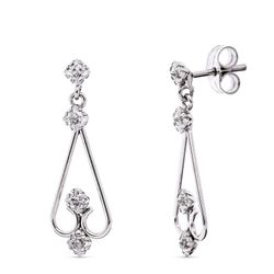 Pendientes Oro Blanco 18kts 25x8mm 15591 Circonitas