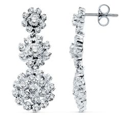 Pendientes Oro Blanco 18kts 32x12mm 20349-1 Circonitas