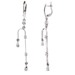 Pendientes Oro Blanco 18kts 59x7mm 15482 Circonitas