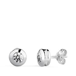 Pendientes Oro Blanco 18Kts 6,5mm N5950-7BP Chatón Galería Circonita