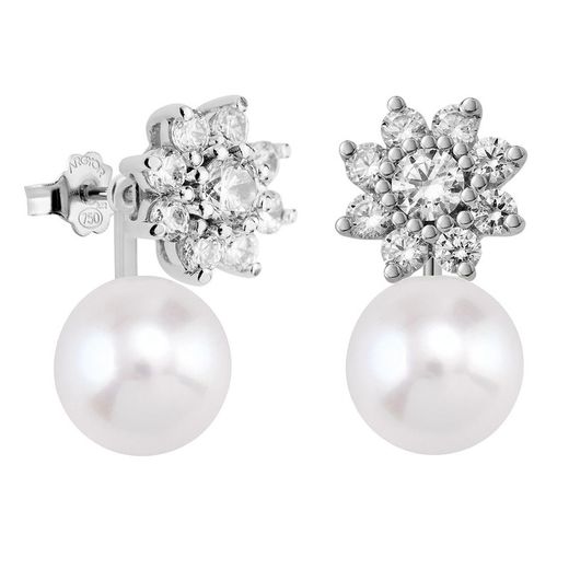 18kt White Gold Earrings Argyor MRM 10mm (18)75B0105P-10mm Diamonds Pearls