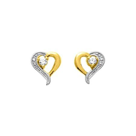 Pendientes Oro Bicolor Blanco 18kts Argyor MRM (18)2.077.Z3  Corazón C. Circonitas