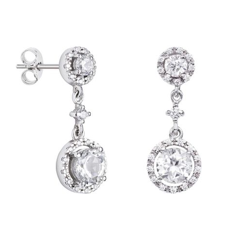 Boucles d'oreilles Argyor MRM en or blanc 18 carats 2,50 cm (18)75B0207TD, topaze blanche et diamants