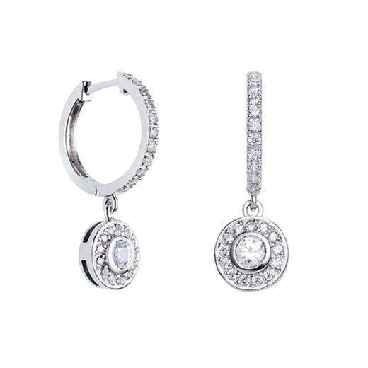 Argyor MRM 18kt White Gold Earrings 2.50cm (18)75B0214 White Topaz Diamonds