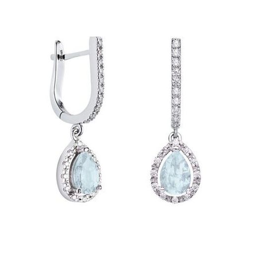 Boucles d'oreilles Argyor MRM en or blanc 18 carats 2,8 cm (18)75B0203TDA, topaze bleue et diamants