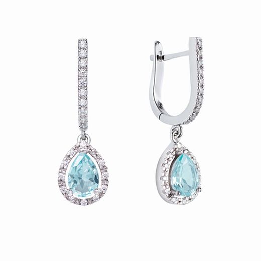 Argyor MRM 18kt White Gold Earrings 2.8cm (18)75B0203TTA Blue Topaz Diamonds