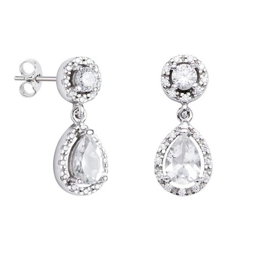 Argyor MRM 18kt White Gold Earrings 2cm (18)75B0205TD White Topaz Diamonds