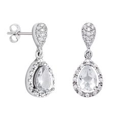 Pendientes Oro Blanco 18kts Argyor MRM 2cm (18)75B0206TT Topacios Blancos