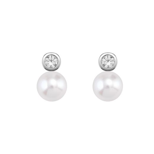 Arracades Or Blanc 18kts Argyor MRM 9mm (18)75B0100ZP-9mm Circonites Perles