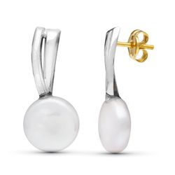 Pendientes Oro Blanco 18kts Bandas Perla 9mm 21X9mm Presión 18040