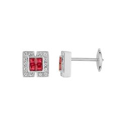Pendientes Oro Blanco 18kts Christian Bernard  (18)2.6007.R1 Diamantes Con Rubíes