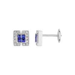 Pendientes Oro Blanco 18kts Christian Bernard (18)2.6007.S1 Diamantes 0,11ct Con Zafiros