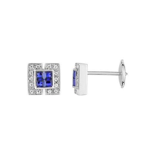 Pendientes Oro Blanco 18kts Christian Bernard (18)2.6007.S1 Diamantes 0,11ct Con Zafiros