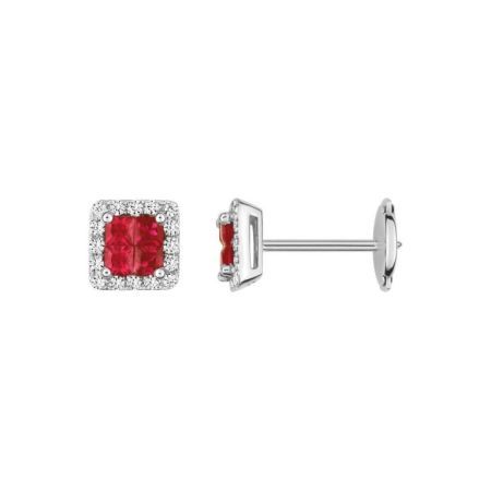 Pendientes Oro Blanco 18kts Christian Bernard  (18)2.6008.R1 Diamantes Con Rubíes