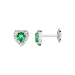 Pendientes Oro Blanco 18kts Christian Bernard  (18)2.6009.E1 Diamantes Con Esmeralda Central