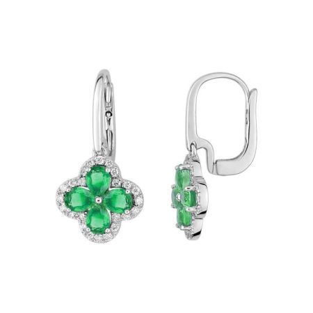 Pendientes Oro Blanco 18kts Christian Bernard  (18)2.6010.E1 Diamantes Con Esmeraldas