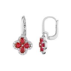 Pendientes Oro Blanco 18kts Christian Bernard  (18)2.6010.R1 Diamantes Con Rubíes