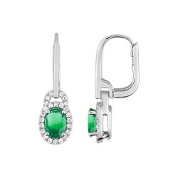 Christian Bernard 18kt White Gold Earrings (18)2.6011.E1 Diamonds With Central Emerald