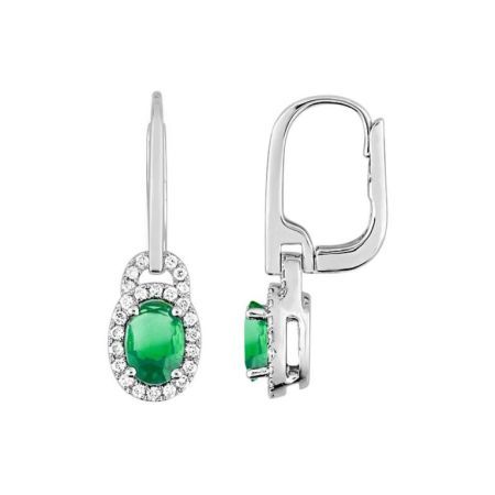 Pendientes Oro Blanco 18kts Christian Bernard  (18)2.6011.E1 Diamantes Con Esmeralda Central