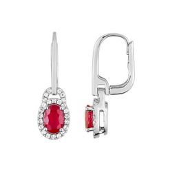 Pendientes Oro Blanco 18kts Christian Bernard  (18)2.6011.R1 Diamantes Con Rubíes