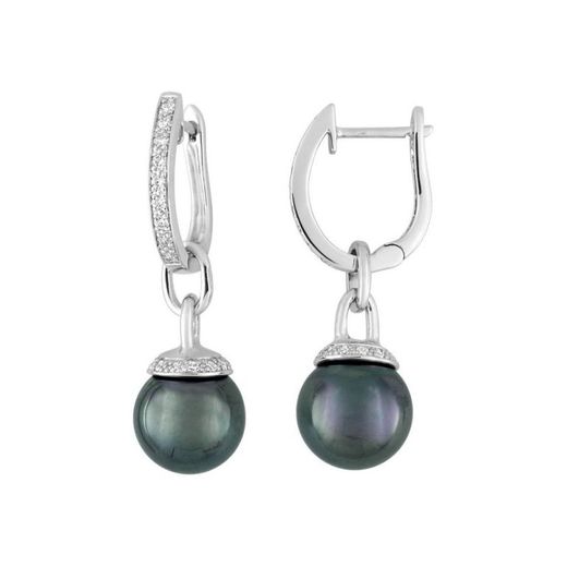 Pendientes Oro Blanco 18kts Christian Bernard   (18)2.6024.Q1 Diamantes Con Perla Tahití