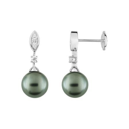 Christian Bernard 18kt White Gold Earrings (18)2.6025.Q1 Diamonds with Tahitian Pearl