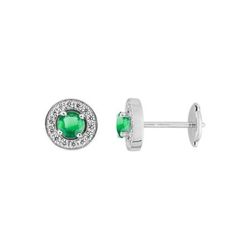 Pendientes Oro Blanco 18kts Christian Bernard  (18)2.6033.E1 Diamantes Con Esmeralda Central