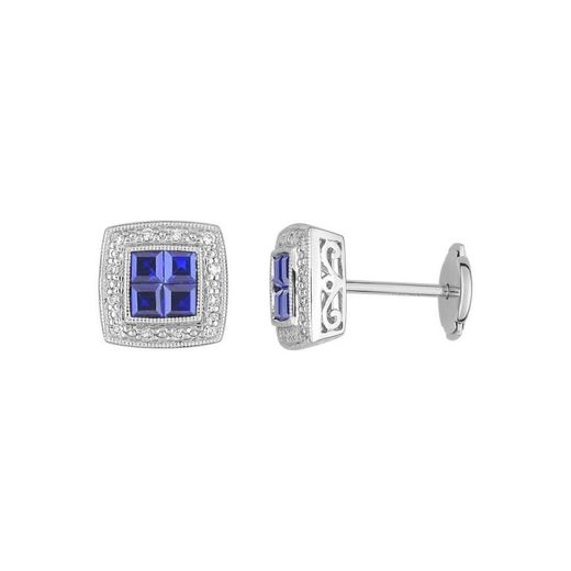 Pendientes Oro Blanco 18kts Christian Bernard (18)2.6051.S1 Diamantes 0,12ct Con Zafiros