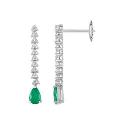 Pendientes Oro Blanco 18kts Christian Bernard  (18)2.6054.E1 Diamantes Con Esmeralda