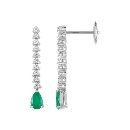 Pendientes Oro Blanco 18kts Christian Bernard  (18)2.6054.E1 Diamantes Con Esmeralda