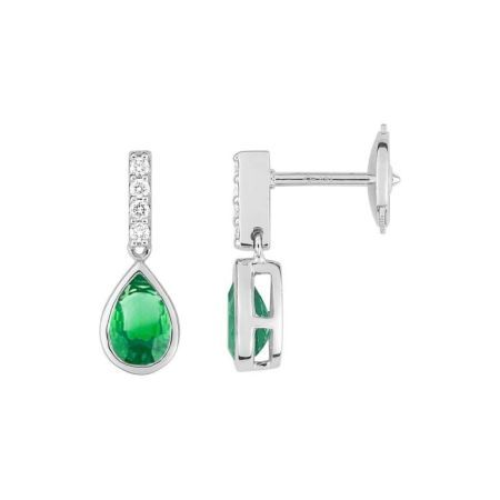 Pendientes Oro Blanco 18kts Christian Bernard  (18)2.6078.E1 Diamantes Con Esmeralda