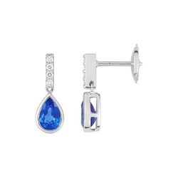Pendientes Oro Blanco 18kts Christian Bernard (18)2.6078.S1 Diamantes 0,06ct Con Zafiros