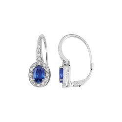 Pendientes Oro Blanco 18kts Christian Bernard (18)7313GSKB2 Diamantes 0,16ct Con Zafiros