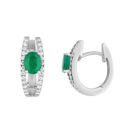 Christian Bernard 18kt White Gold Earrings (18)7VP373GEB Diamonds With Emerald