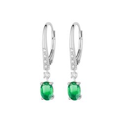 Pendientes Oro Blanco 18kts Christian Bernard  (18)7W317GEB2 Diamantes Con Esmeralda