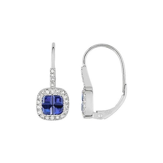 Pendientes Oro Blanco 18kts Christian Bernard (18)MN381GSB4 Diamantes 0,22ct Con Zafiros