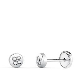 Pendientes Oro Blanco 18kts Circonitas 15645 4,2mm