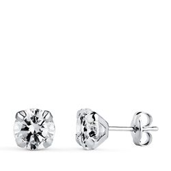 Pendientes Oro Blanco 18kts Circonitas 18599-OB 6x6mm