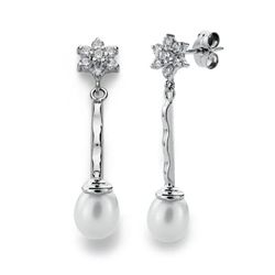 Pendientes Oro Blanco 18kts 34x6mm 15326 Perla