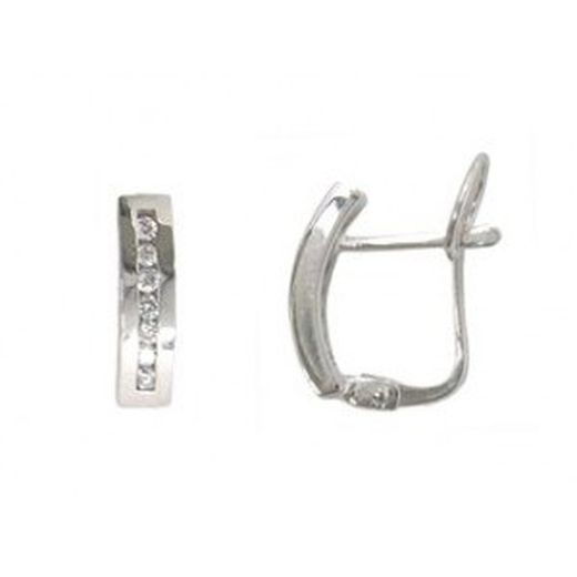 Boucles d'Oreilles Or Blanc 18 Carats Diamants Brillants 0.17 cts 021957