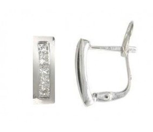 18k White Gold Earrings Princess Diamonds 0.22 cts 024085