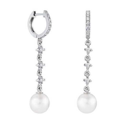 Arracades Or Blanc 18kts Esfera Argyor MRM 8mm (18)79B0403TD1 Diamants Perles