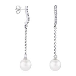 Pendientes Oro Blanco 18kts Esfera Argyor MRM 8mm (18)79B0507TD1 Topacios Perlas