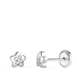 Pendientes Oro Blanco 18kts Estrella Circonitas 15647 5x,5mm