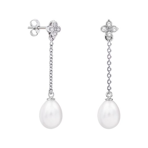 18kt White Gold Earrings Teardrop Argyor MRM 8mm (18)79B0107DE1 Diamonds Pearls