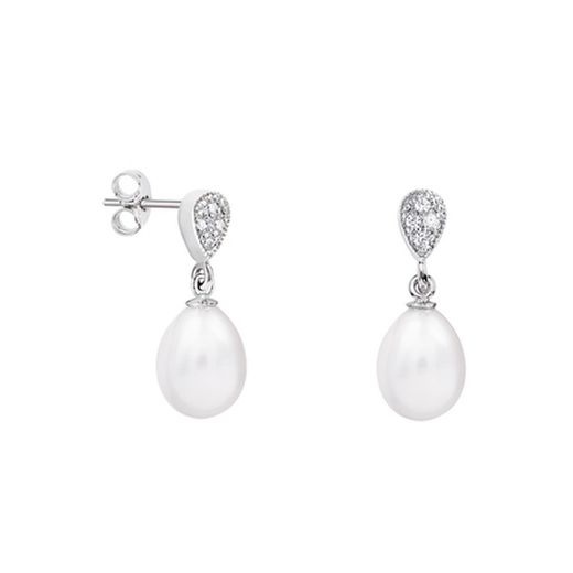 Arracades Or Blanc 18kts Llàgrima Argyor MRM 8mm (18)79B0200DE1 Diamants Perles