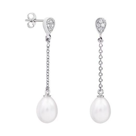 Boucles d'oreilles en or blanc 18 carats, forme goutte d'eau, Argyor MRM 8 mm (18)79B0207TE1, perles de topaze