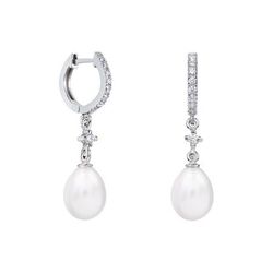 Pendientes Oro Blanco 18kts Lágrima Argyor MRM 8mm (18)79B0401TE1 Topacios Perlas