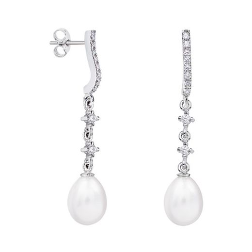 Boucles d'oreilles en or blanc 18 carats en forme de larme Argyor MRM 8 mm (18)79B0502DE1 Topaze Perles Diamants